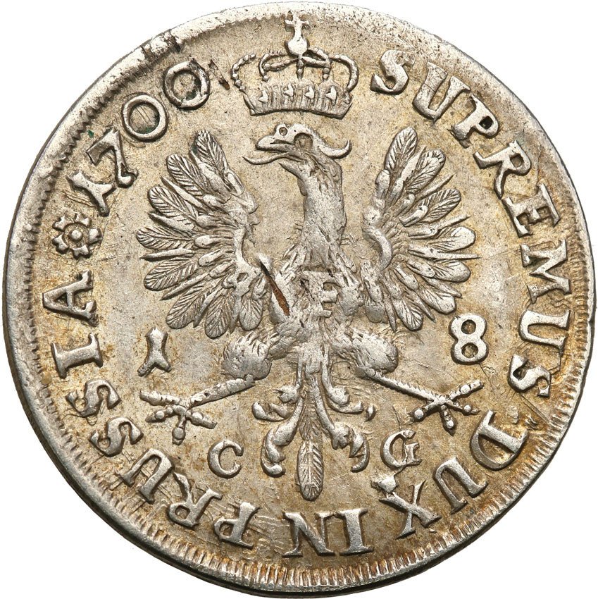 Niemcy. Prusy ort 1700 CG Królewiec, Fryderyk III 1688-1701